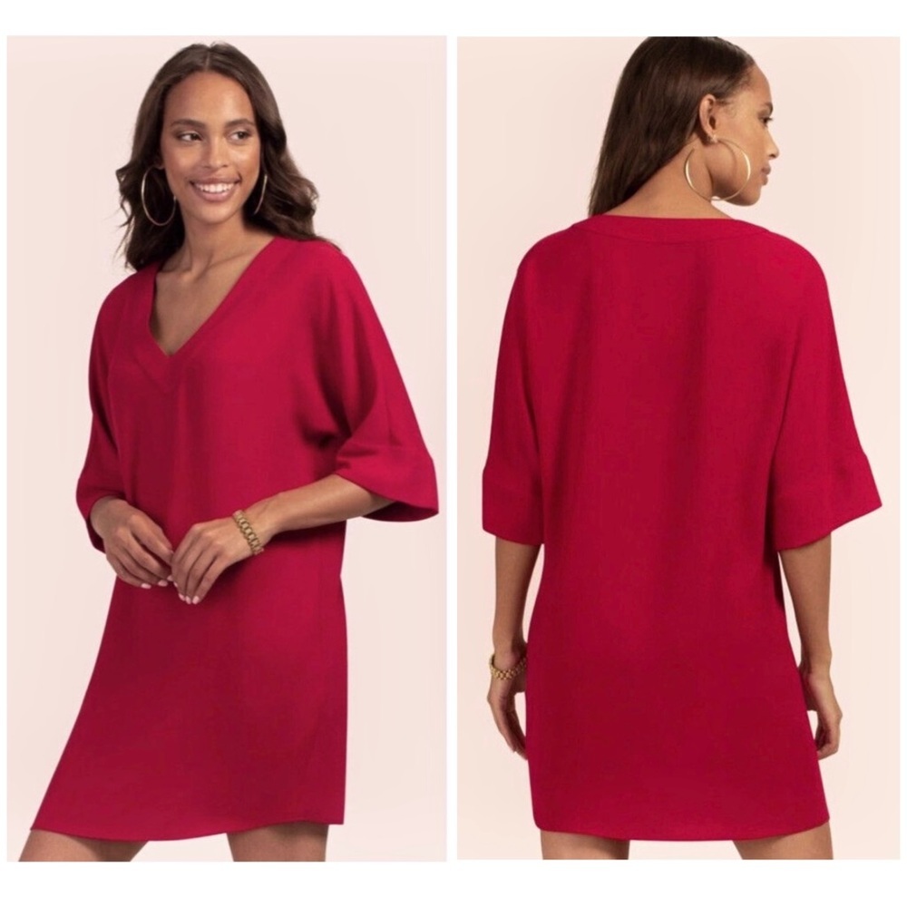 NWT Trina Turk Delia Red V-Neck Dress Large